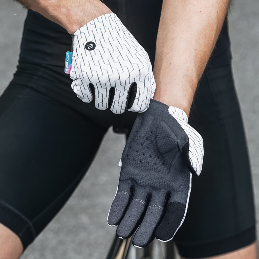 Rockbros sportinės pirštinės pilnapiršės pavasaris-vasara dydis XL - baltos ir juodos spalvos -- Bicycle Gloves