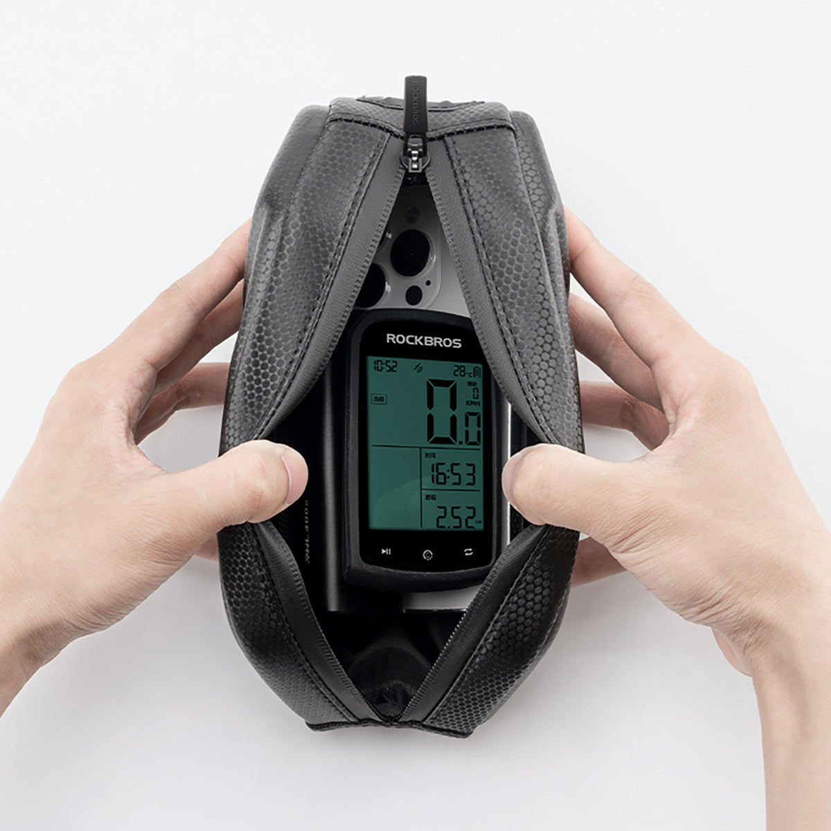 Rockbros Dviračio krepšys, Rigid, Rėmas, Top Tube, 1.4l - Juoda -- Bicycle Bags