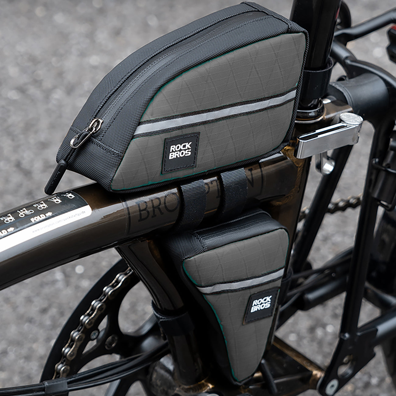 Rockbros trikampio formos dviračio rėmo krepšys 0,8l - Rudas -- Bicycle Bags