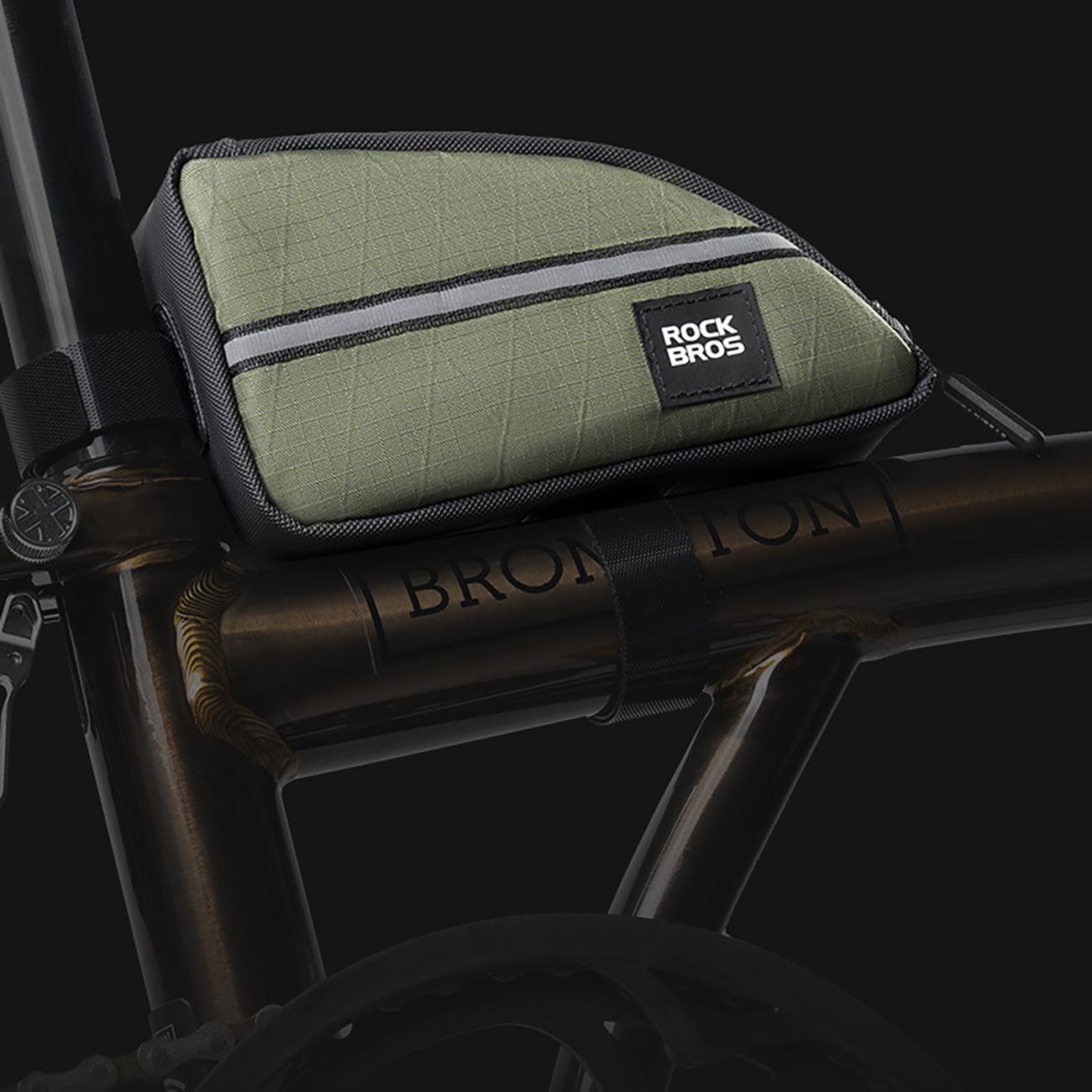 Rockbros trikampio formos dviračio rėmo krepšys 0,8l - Rudas -- Bicycle Bags