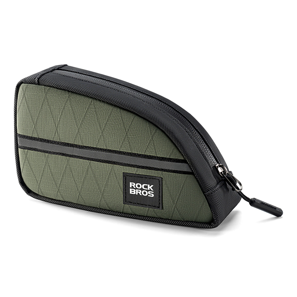 Rockbros trikampio formos dviračio rėmo krepšys 0,8l - Žalias -- Bicycle Bags