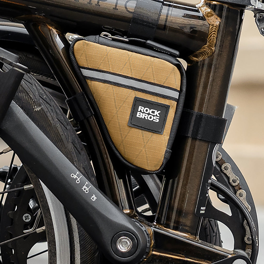 Rockbros trikampio formos dviračio rėmo krepšys 0,25L - Rudas -- Bicycle Bags
