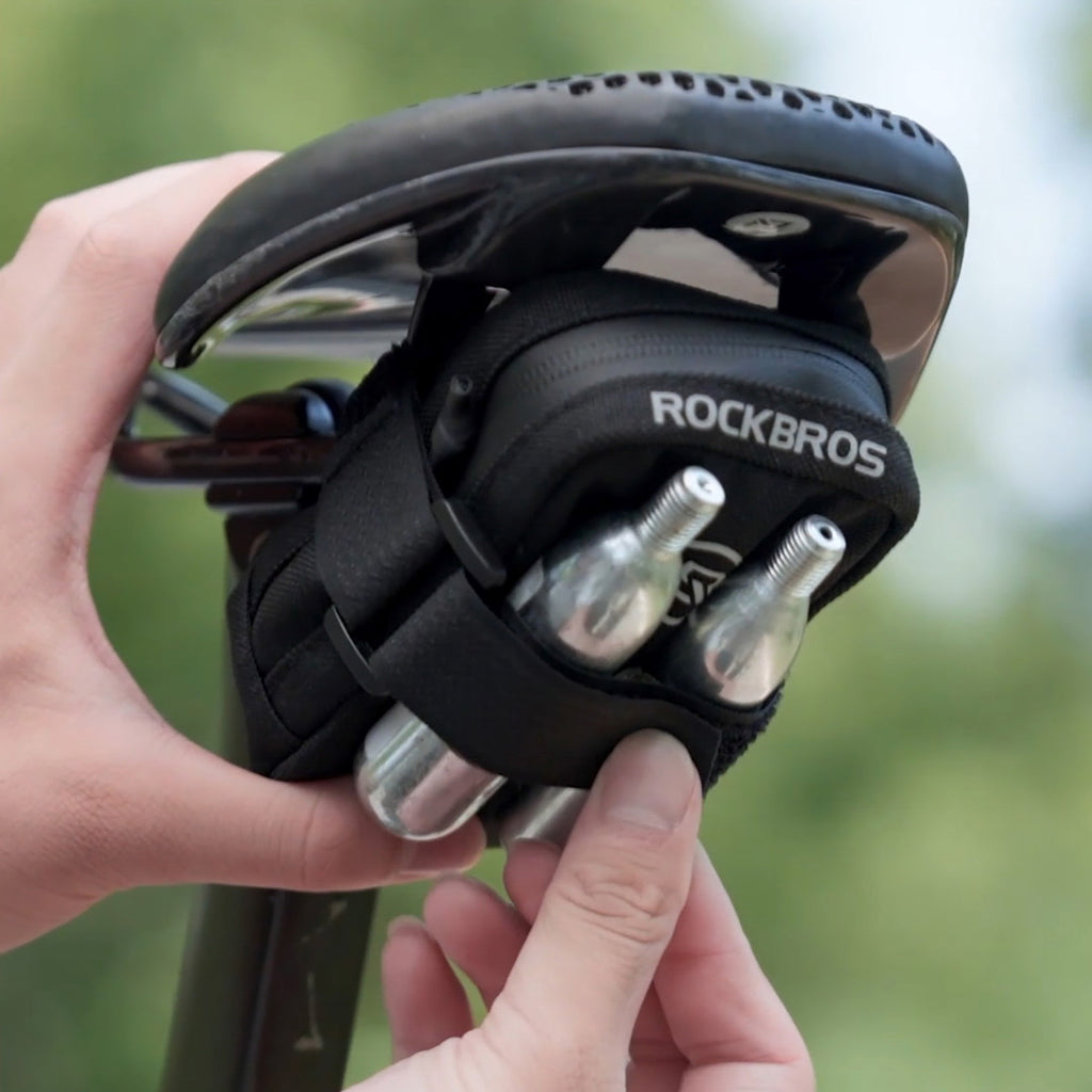 Rockbros mini sellino krepšys su CO2 baliono laikikliu - juoda/žalia -- Bicycle Bags
