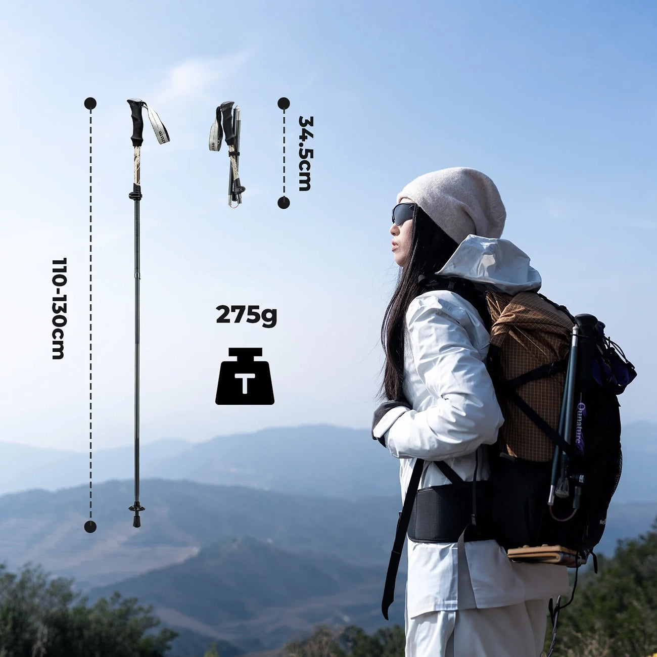 Qunature Šiaurės žygių trekinginė lazda Aliuminis 110 - 130 cm 1 vnt. - Ruda -- Cycling Accessories