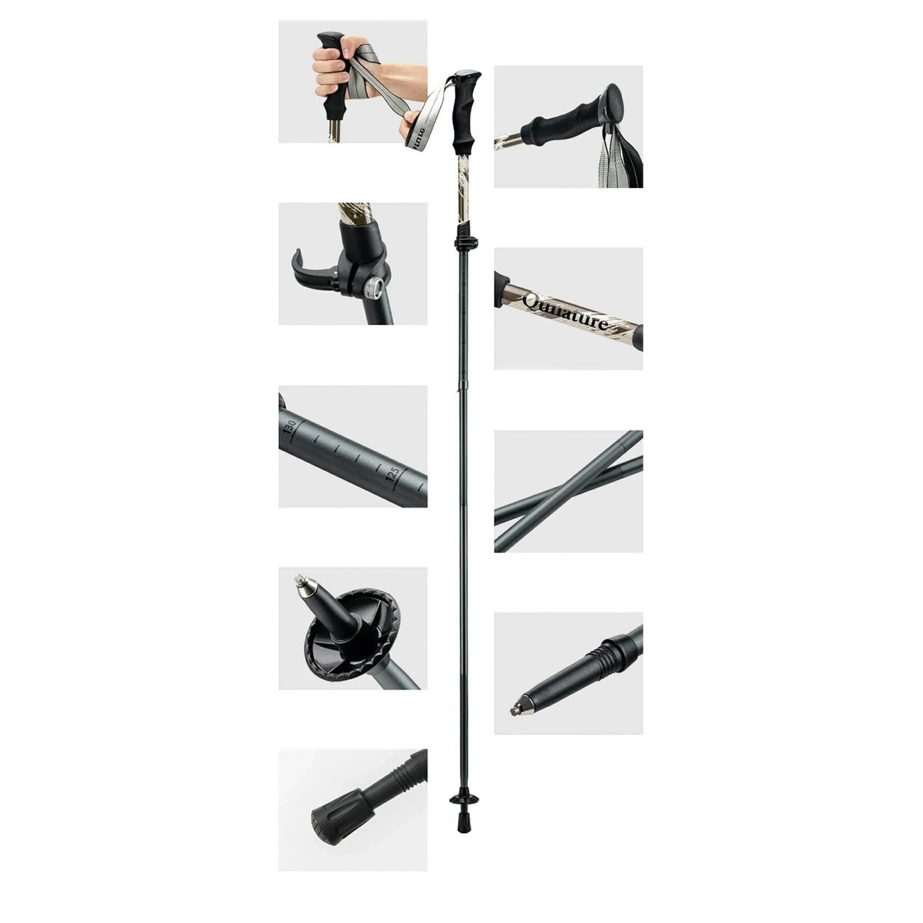 Qunature Šiaurės žygių trekinginė lazda Aliuminis 110 - 130 cm 1 vnt. - Ruda -- Cycling Accessories