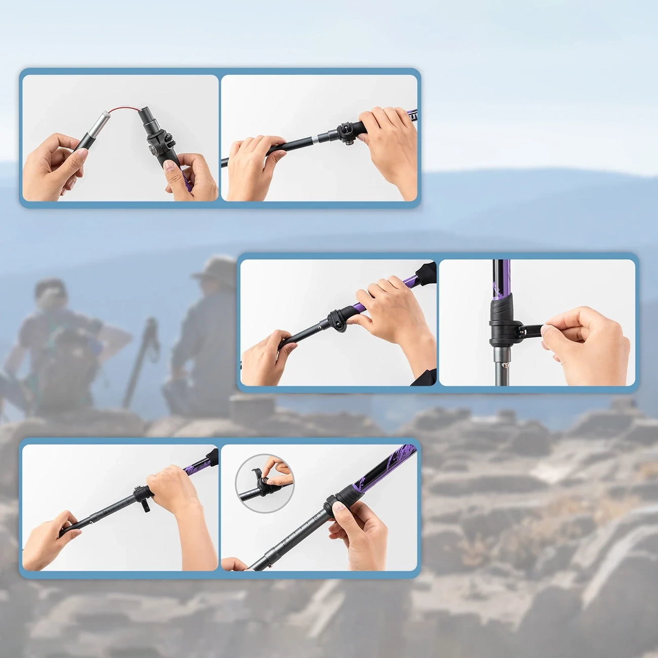 Qunature Šiaurės žygių trekinginė lazda Aliuminis 110 - 130 cm 1 vnt. - Violetinė -- Cycling Accessories