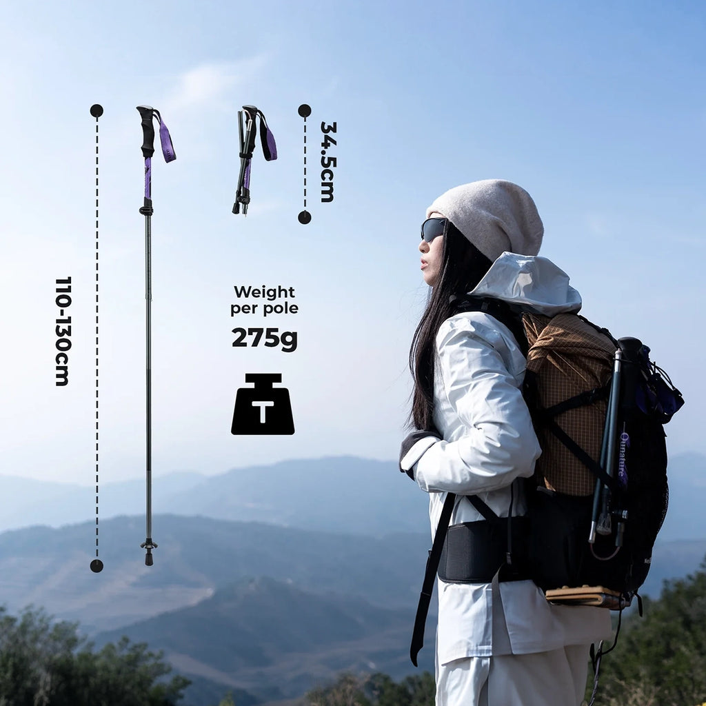 Qunature Šiaurės žygių trekinginė lazda Aliuminis 110 - 130 cm 1 vnt. - Violetinė -- Cycling Accessories