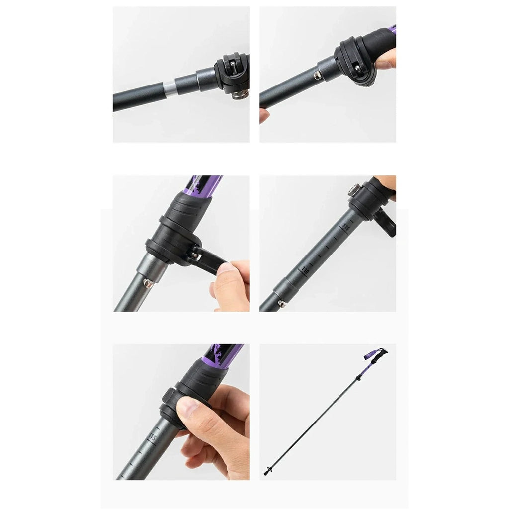 Qunature Šiaurės žygių trekinginė lazda Aliuminis 110 - 130 cm 1 vnt. - Violetinė -- Cycling Accessories