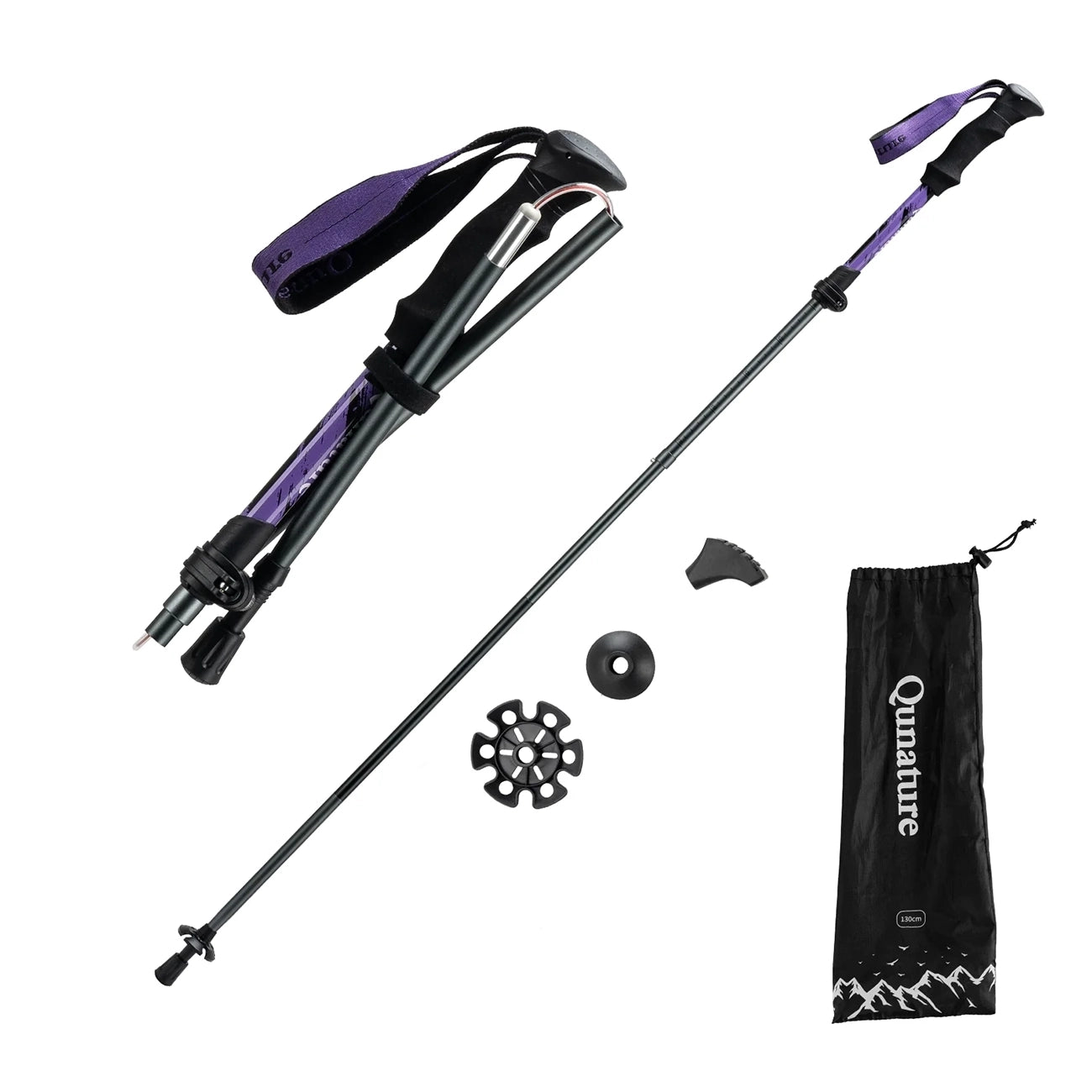 Qunature Šiaurės žygių trekinginė lazda Aliuminis 110 - 130 cm 1 vnt. - Violetinė -- Cycling Accessories