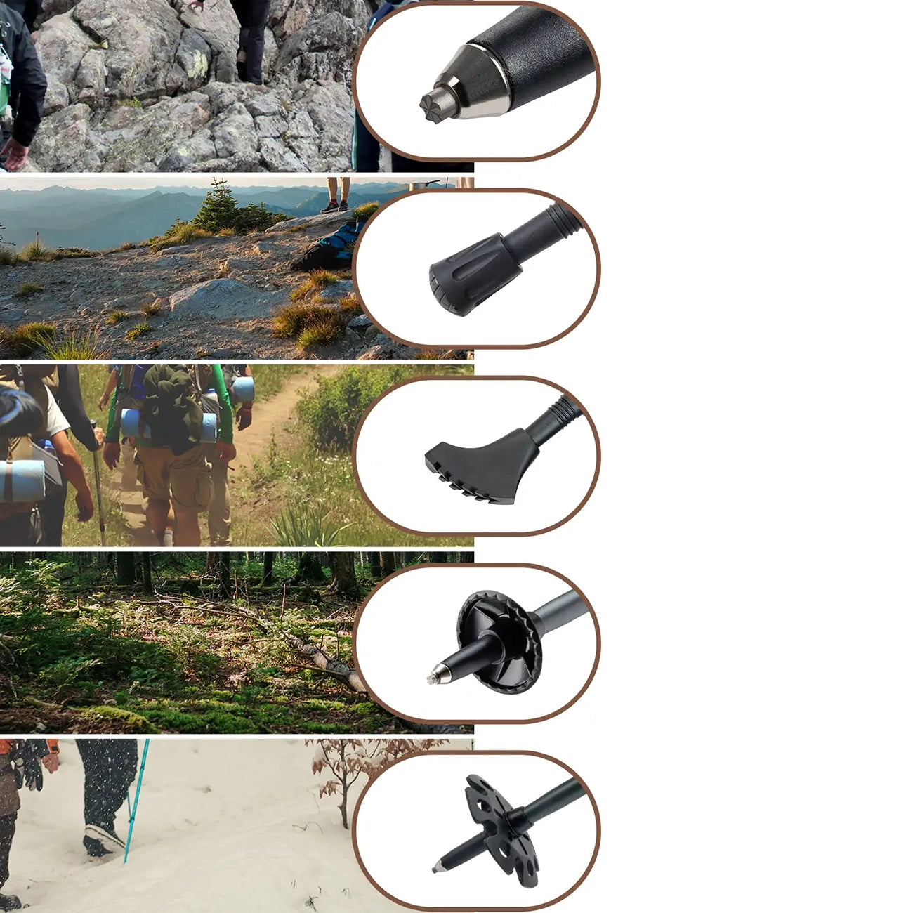 Qunature Šiaurės žygių trekinginė lazda Aliuminis 110 - 130 cm 1 vnt. - Violetinė -- Cycling Accessories