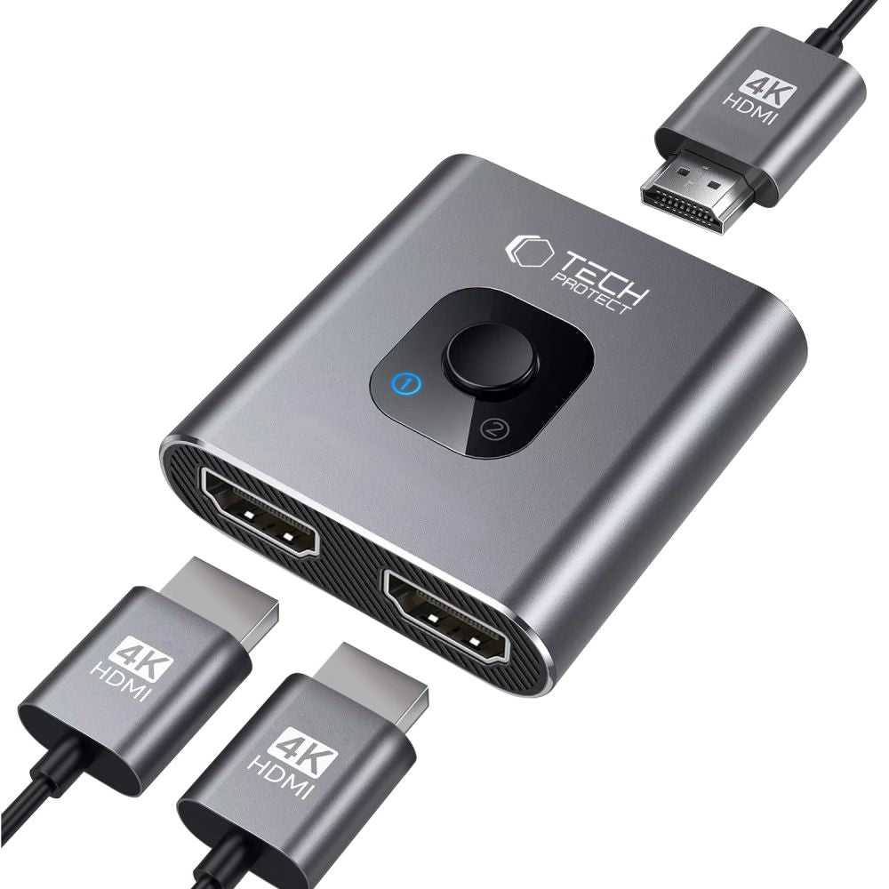 Tech-Protect HB07 2in1 HUB adapteris HDMI 4K 60HZ - pilkas -- Cell phone cables