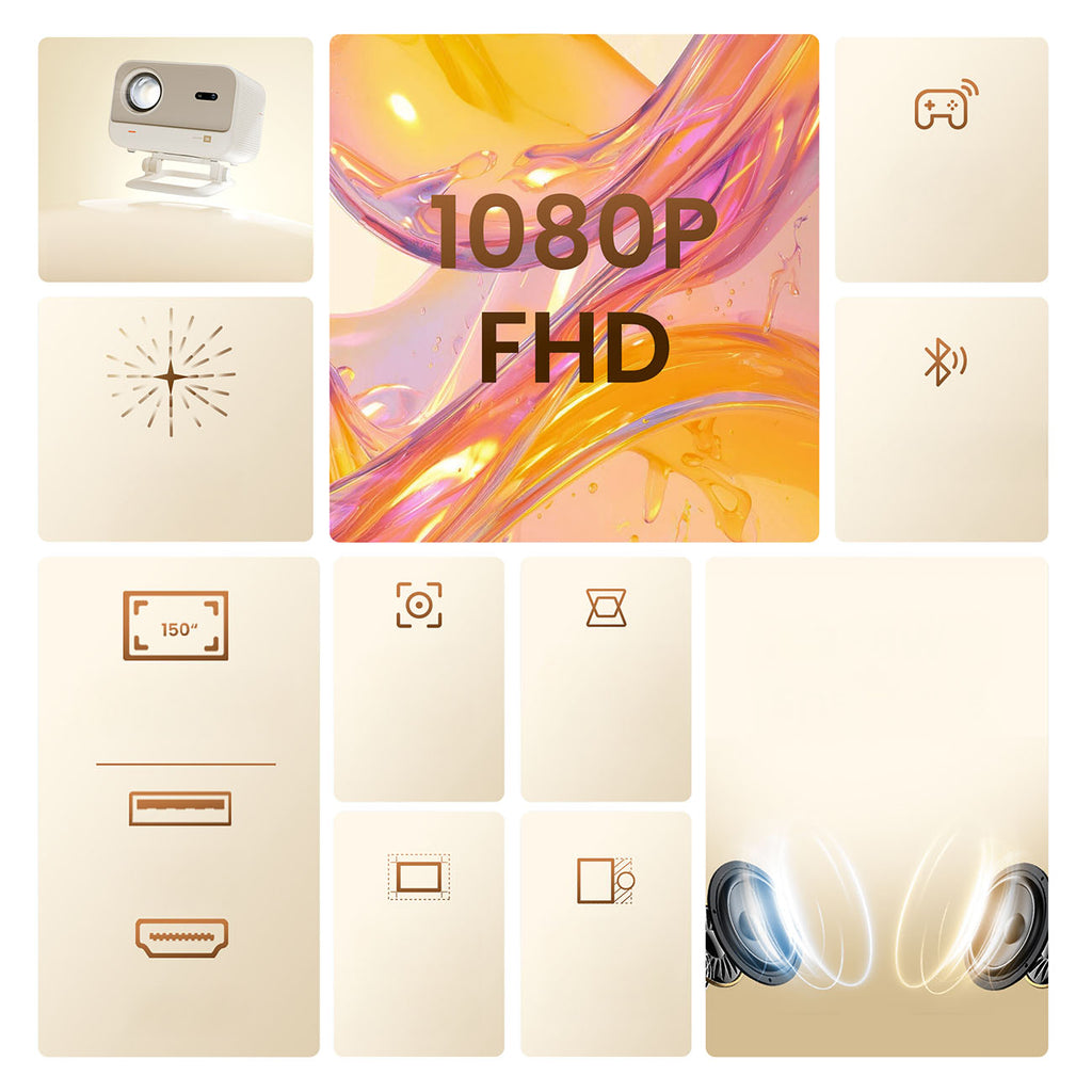 Yaber L2 Plus LCD FullHD 1080p multimedijos projektorius su JBL garsiakalbiais - Bežė -- Uncategorized