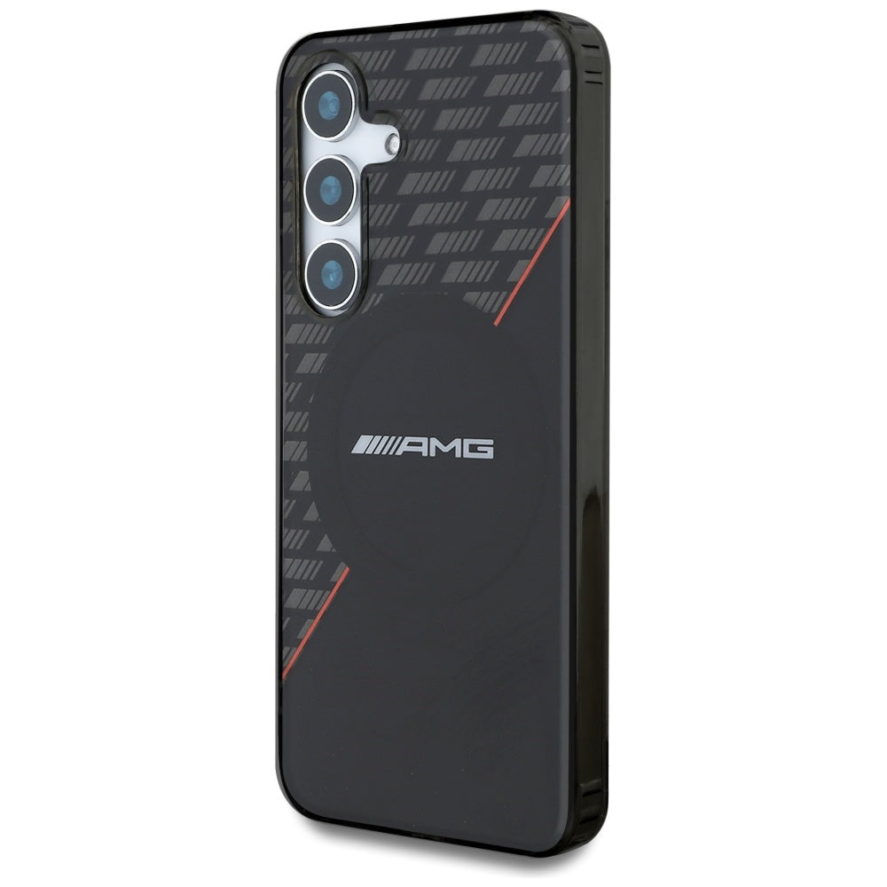AMG MagSafe dėklas Samsung Galaxy S25 – juodai raudonas