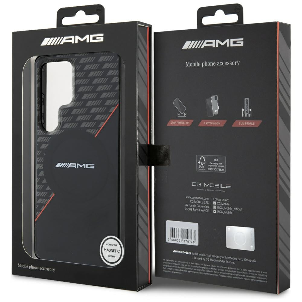 AMG MagSafe dėklas Galaxy S25 Ultra – juod./raud.