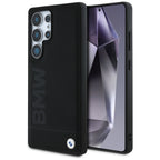 BMW Leather Big Wordmark dėklas, skirtas Samsung Galaxy S25 Ultra – juodas -- Samsung Galaxy S25 Ultra