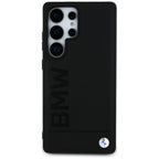 BMW Leather Big Wordmark dėklas, skirtas Samsung Galaxy S25 Ultra – juodas -- Samsung Galaxy S25 Ultra