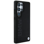 BMW Leather Big Wordmark dėklas, skirtas Samsung Galaxy S25 Ultra – juodas -- Samsung Galaxy S25 Ultra