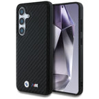 BMW Leather Carbon MagSafe dėklas Samsung Galaxy S25 – juodas
