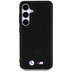 BMW Leather Carbon MagSafe dėklas Samsung Galaxy S25 – juodas