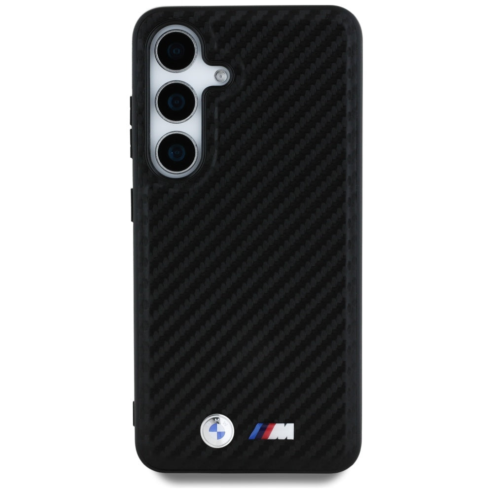 BMW Leather Carbon MagSafe dėklas Samsung Galaxy S25 – juodas
