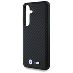 BMW Leather Carbon MagSafe dėklas Samsung Galaxy S25 – juodas