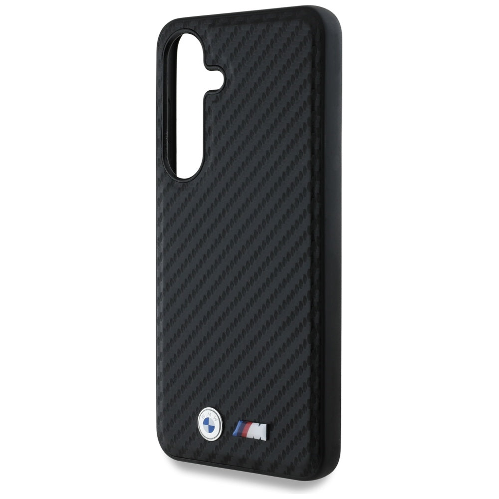 BMW Leather Carbon MagSafe dėklas Samsung Galaxy S25 – juodas