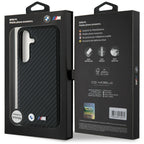 BMW Leather Carbon MagSafe dėklas Samsung Galaxy S25 – juodas