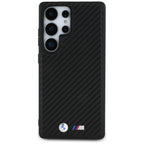 BMW Leather Carbon MagSafe dėklas, skirtas Samsung Galaxy S25 Ultra – juodas -- Samsung Galaxy S25 Ultra