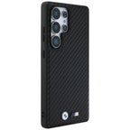 BMW Leather Carbon MagSafe dėklas, skirtas Samsung Galaxy S25 Ultra – juodas -- Samsung Galaxy S25 Ultra