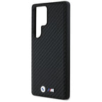 BMW Leather Carbon MagSafe dėklas, skirtas Samsung Galaxy S25 Ultra – juodas -- Samsung Galaxy S25 Ultra