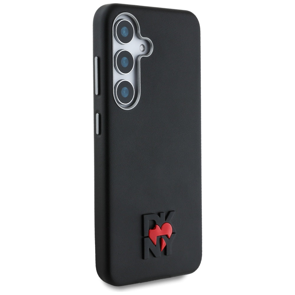 DKNY ekologiškos odos dėklas Samsung Galaxy S25 – juodas