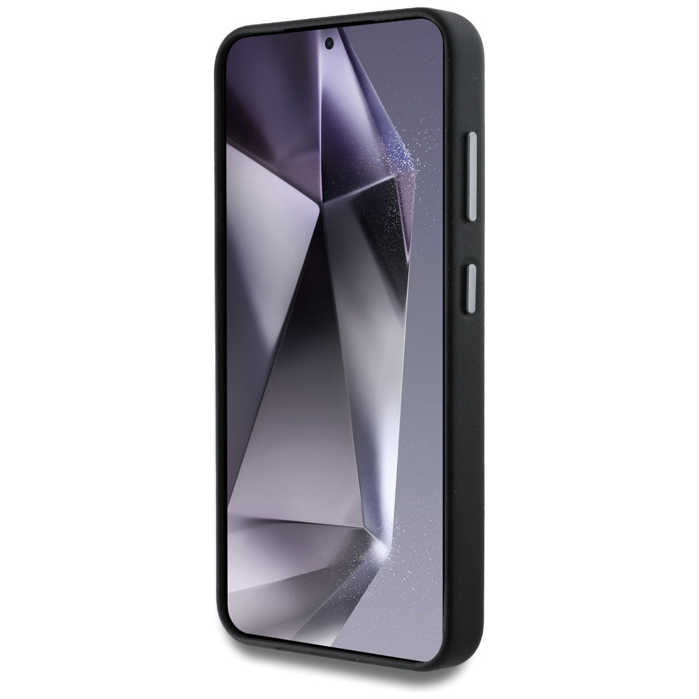 DKNY ekologiškos odos dėklas Samsung Galaxy S25 – juodas