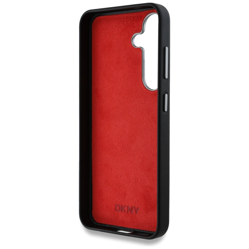 DKNY ekologiškos odos dėklas Samsung Galaxy S25 – juodas
