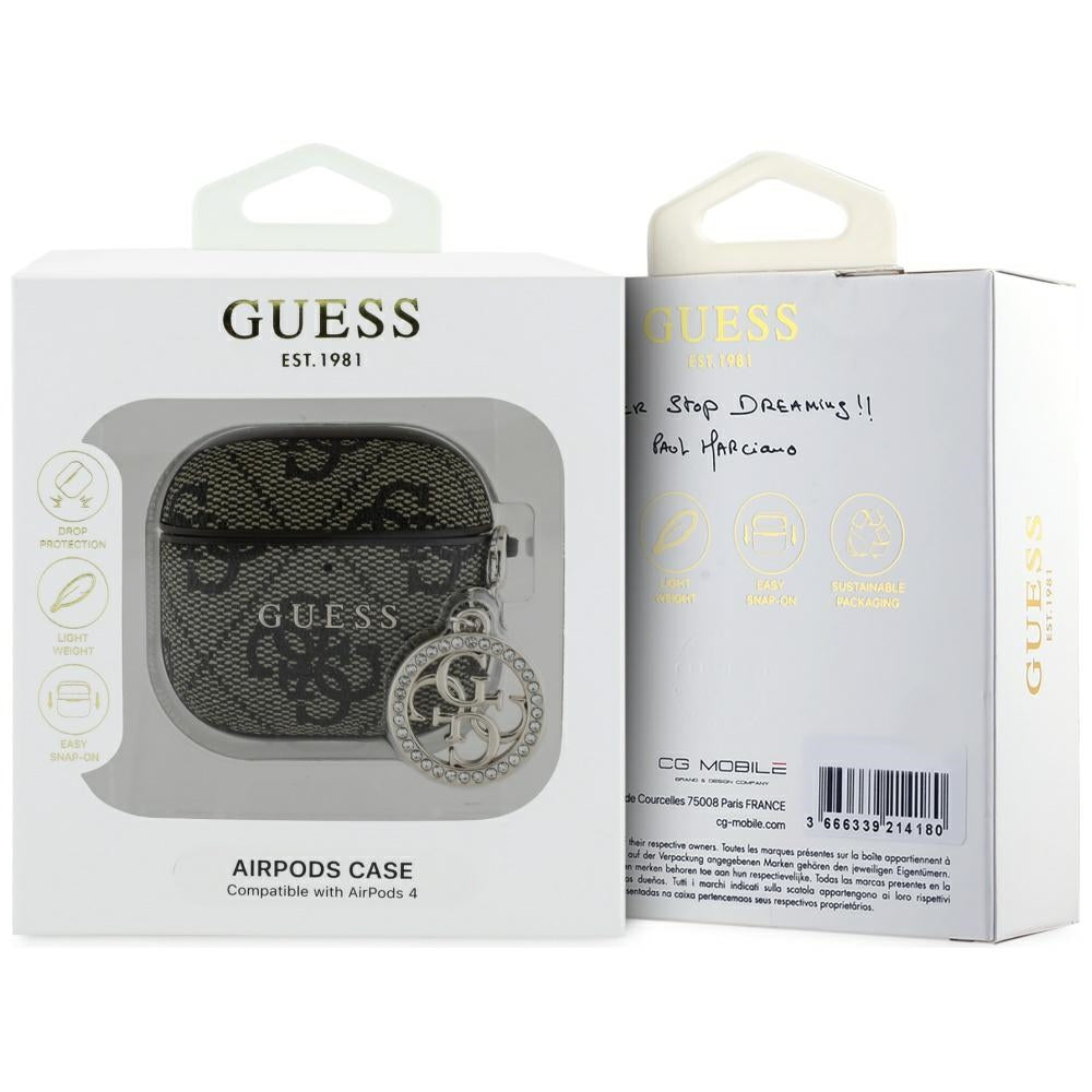 Guess 4G Strass Charm dėklas AirPods 4 - Ruda -- AirPods 4