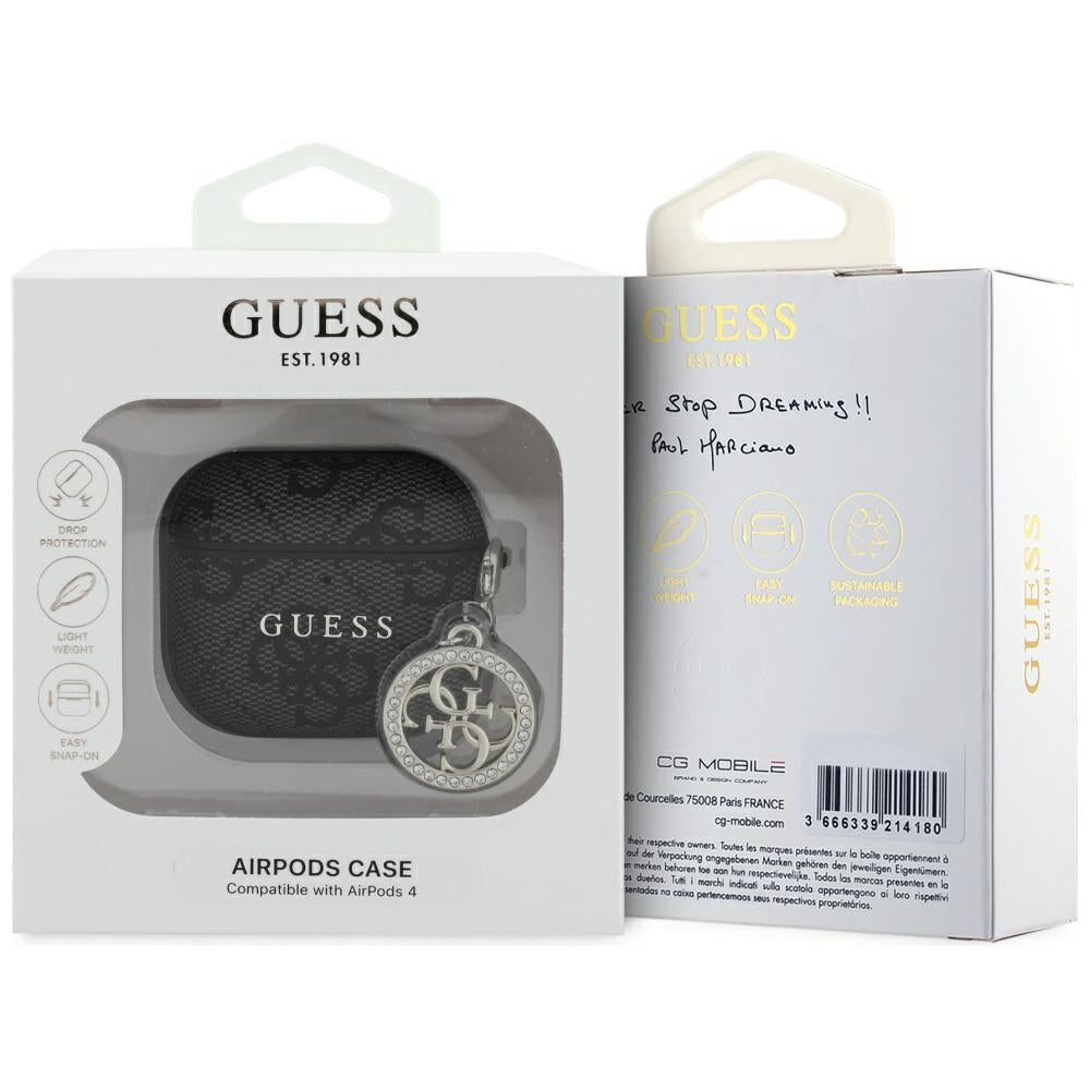 Guess 4G Strass Charm dėklas AirPods 4 - Juoda -- AirPods 4