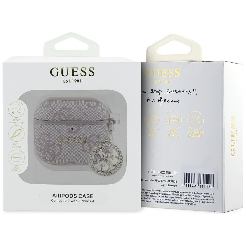 Guess 4G Strass Charm dėklas AirPods 4 - Rožinė -- AirPods 4