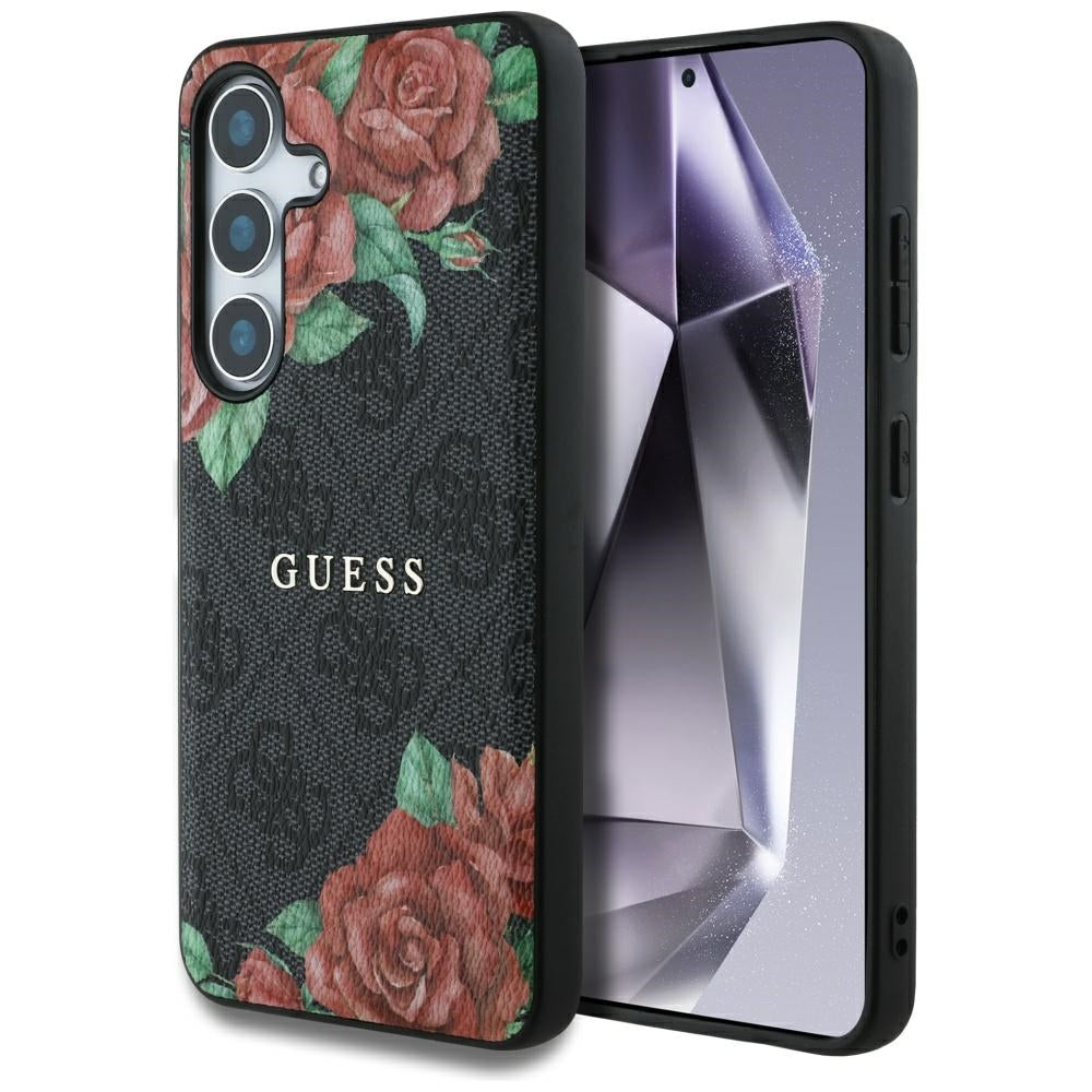 Guess MagSafe dėklas Galaxy S25 – juodas, 4G gėlės