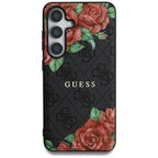 Guess MagSafe dėklas Galaxy S25 – juodas, 4G gėlės