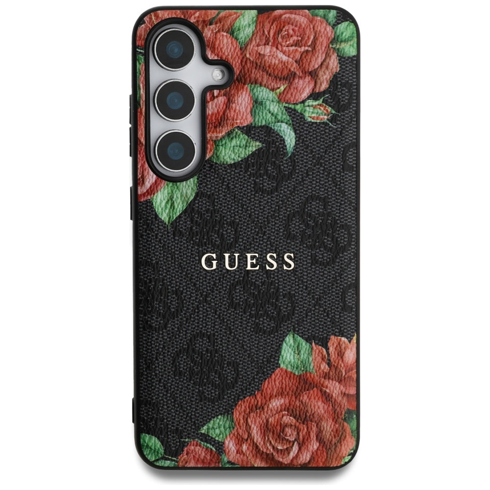 Guess MagSafe dėklas Galaxy S25 – juodas, 4G gėlės
