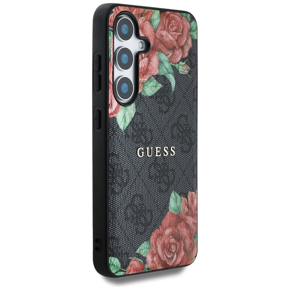 Guess MagSafe dėklas Galaxy S25 – juodas, 4G gėlės