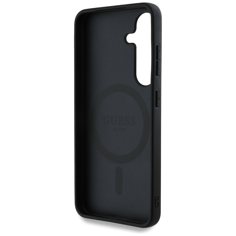 Guess MagSafe dėklas Galaxy S25 – juodas, 4G gėlės