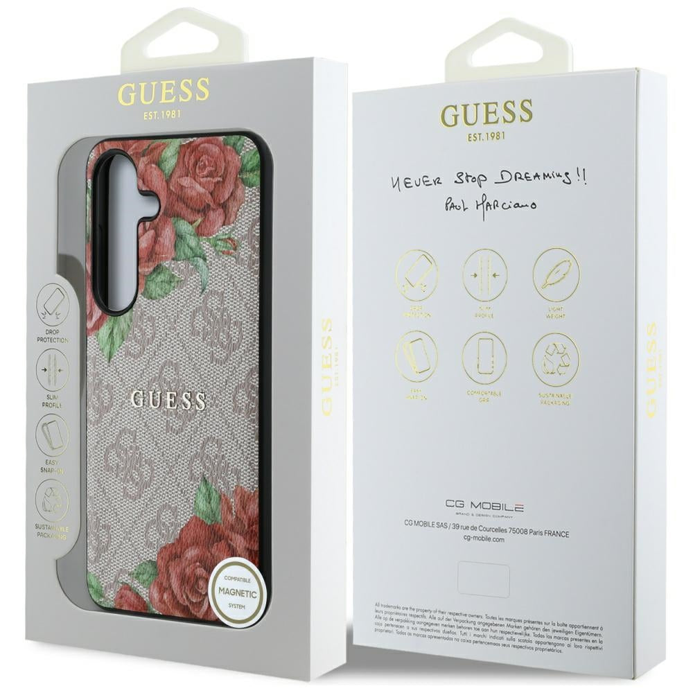 Guess MagSafe dėklas Samsung Galaxy S25 – rožinis