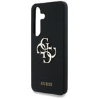 Guess Silicone Big 4G Logo Bottom Script dėklas, skirtas Samsung Galaxy S25 - juodas