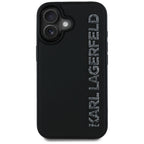Karl Lagerfeld dėklas iPhone 16 – juodas, su blizgučiais