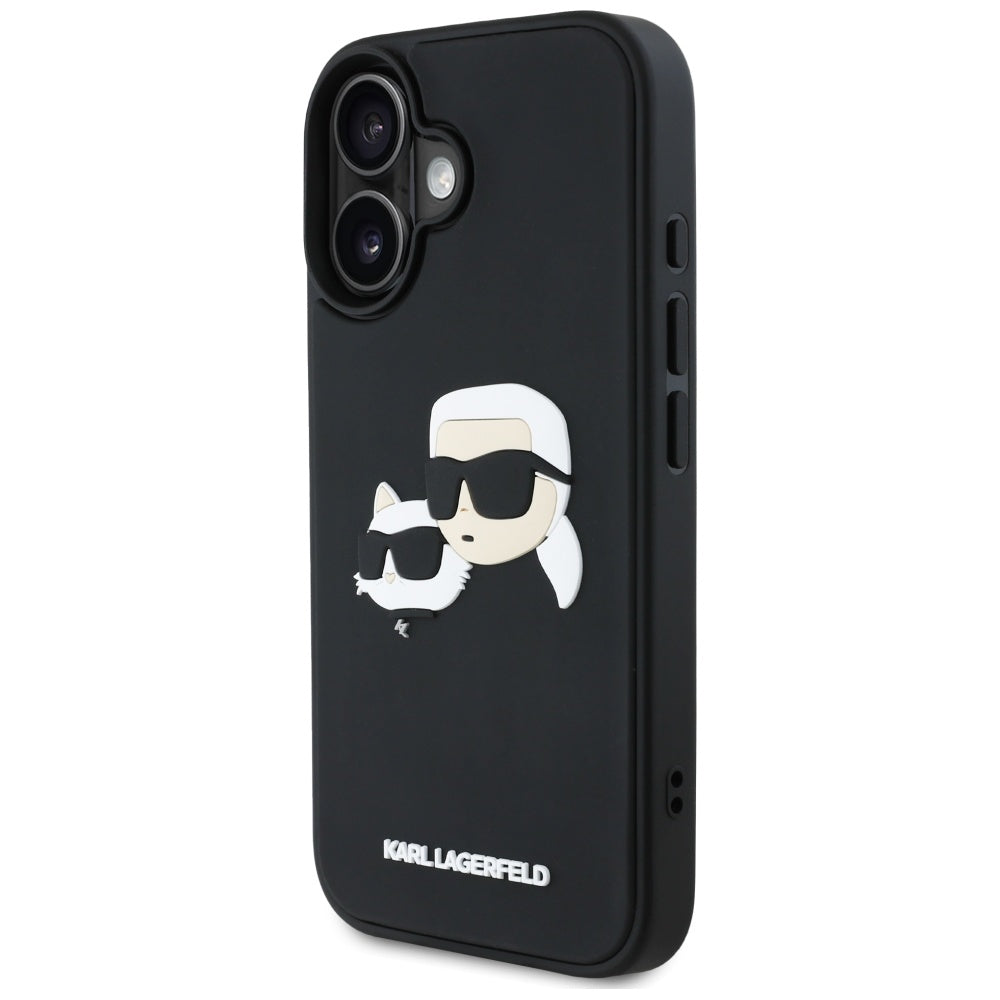 Karl Lagerfeld 3D Rubber Double Heads dėklas iPhone 16 – juodas