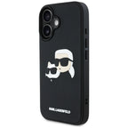 Karl Lagerfeld 3D Rubber Double Heads dėklas iPhone 16 – juodas
