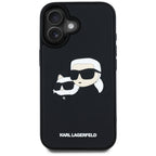 Karl Lagerfeld 3D Rubber Double Heads dėklas iPhone 16 – juodas