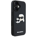 Karl Lagerfeld 3D Rubber Double Heads dėklas iPhone 16 – juodas