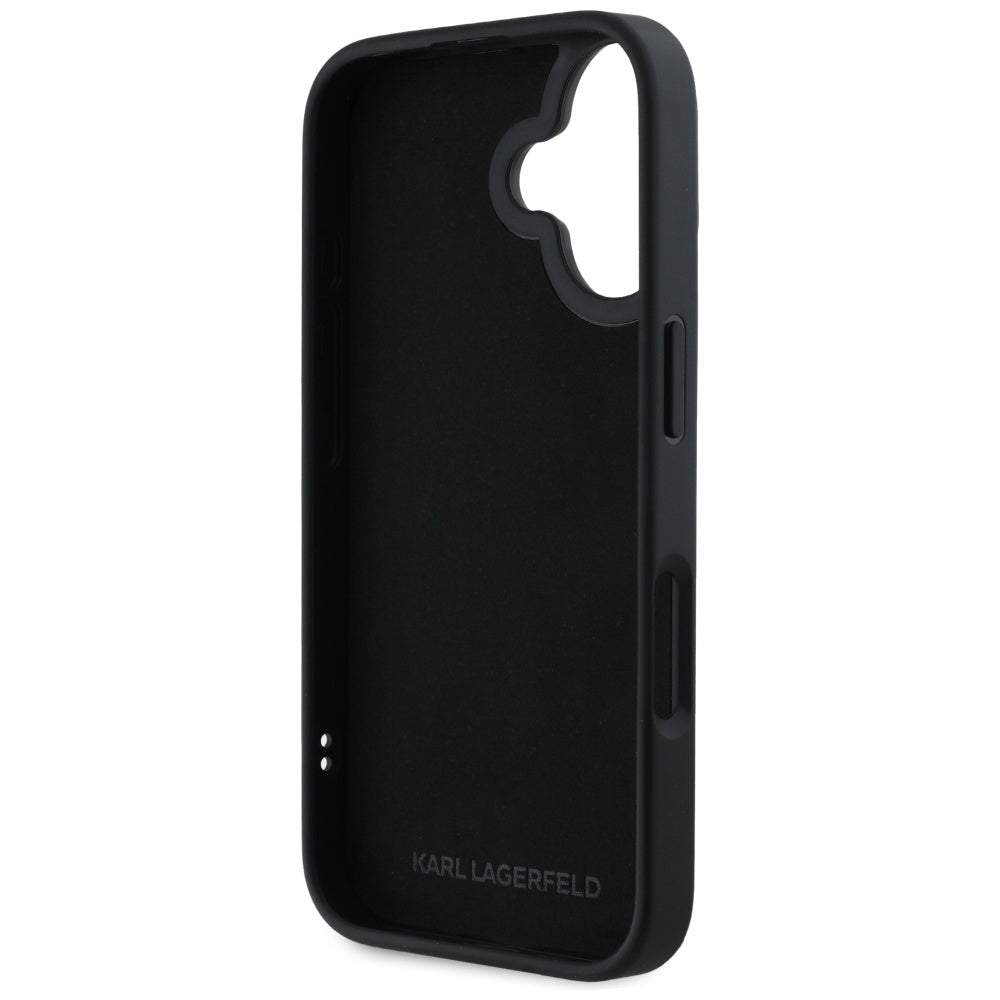Karl Lagerfeld 3D Rubber Double Heads dėklas iPhone 16 – juodas