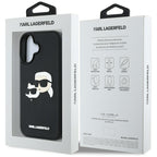 Karl Lagerfeld 3D Rubber Double Heads dėklas iPhone 16 – juodas
